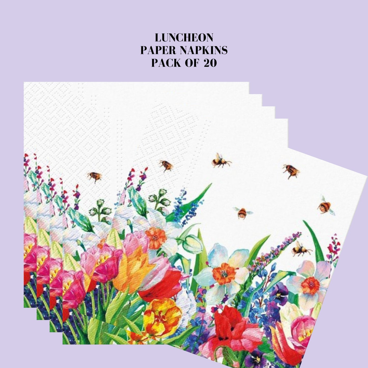 Flowers Bee Napkins Decorative Paper Decoupage Napkin #5313