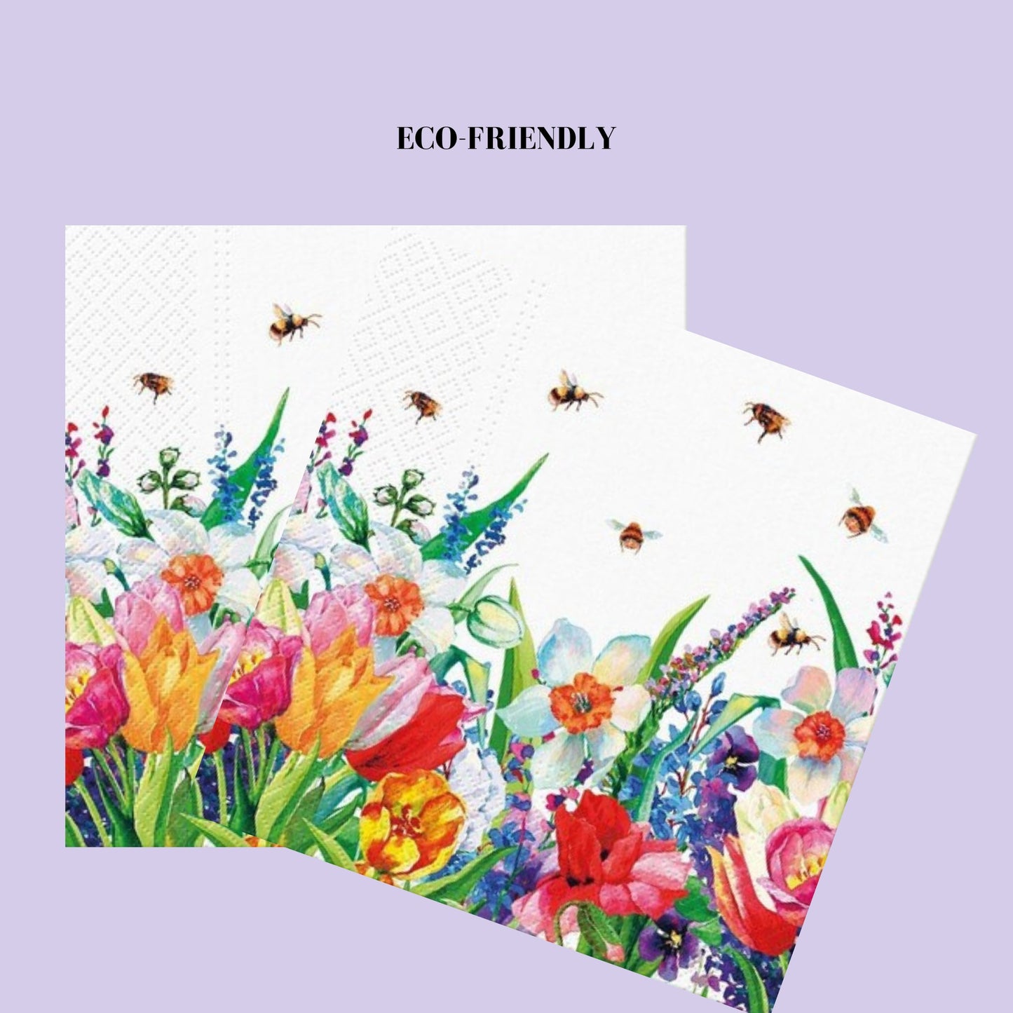 Flowers Bee Napkins Decorative Paper Decoupage Napkin #5313