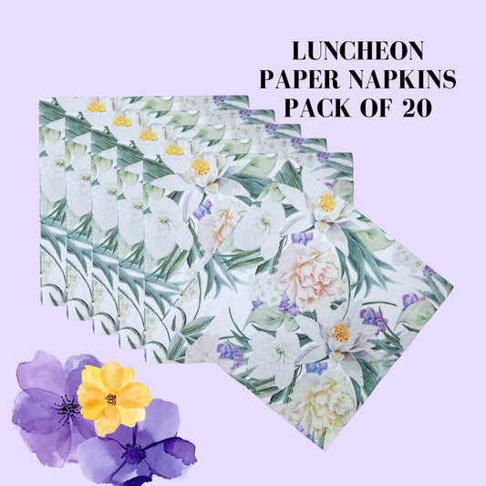 Flowers Napkins Decorative White Lily Floral Paper Decoupage Napkin #5322