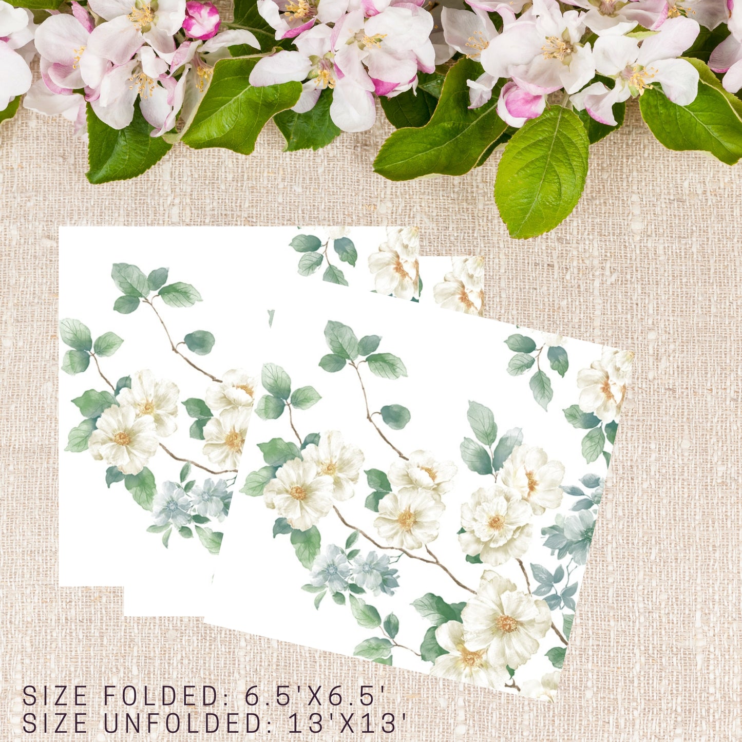 Flowers Napkins Apple Blossom Decorative Floral Paper Decoupage Napkin #5301