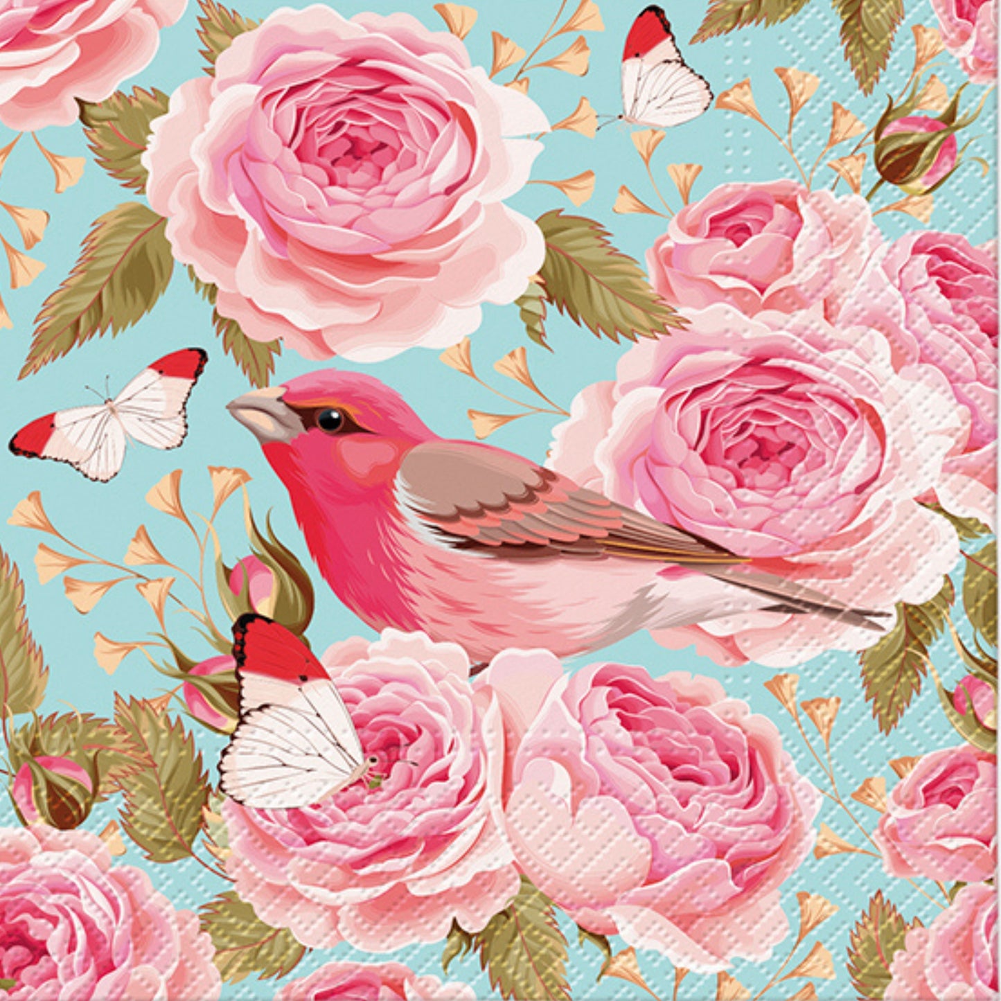 Flowers Napkins Rose Bird Decorative Floral Paper Decoupage Napkin #5302