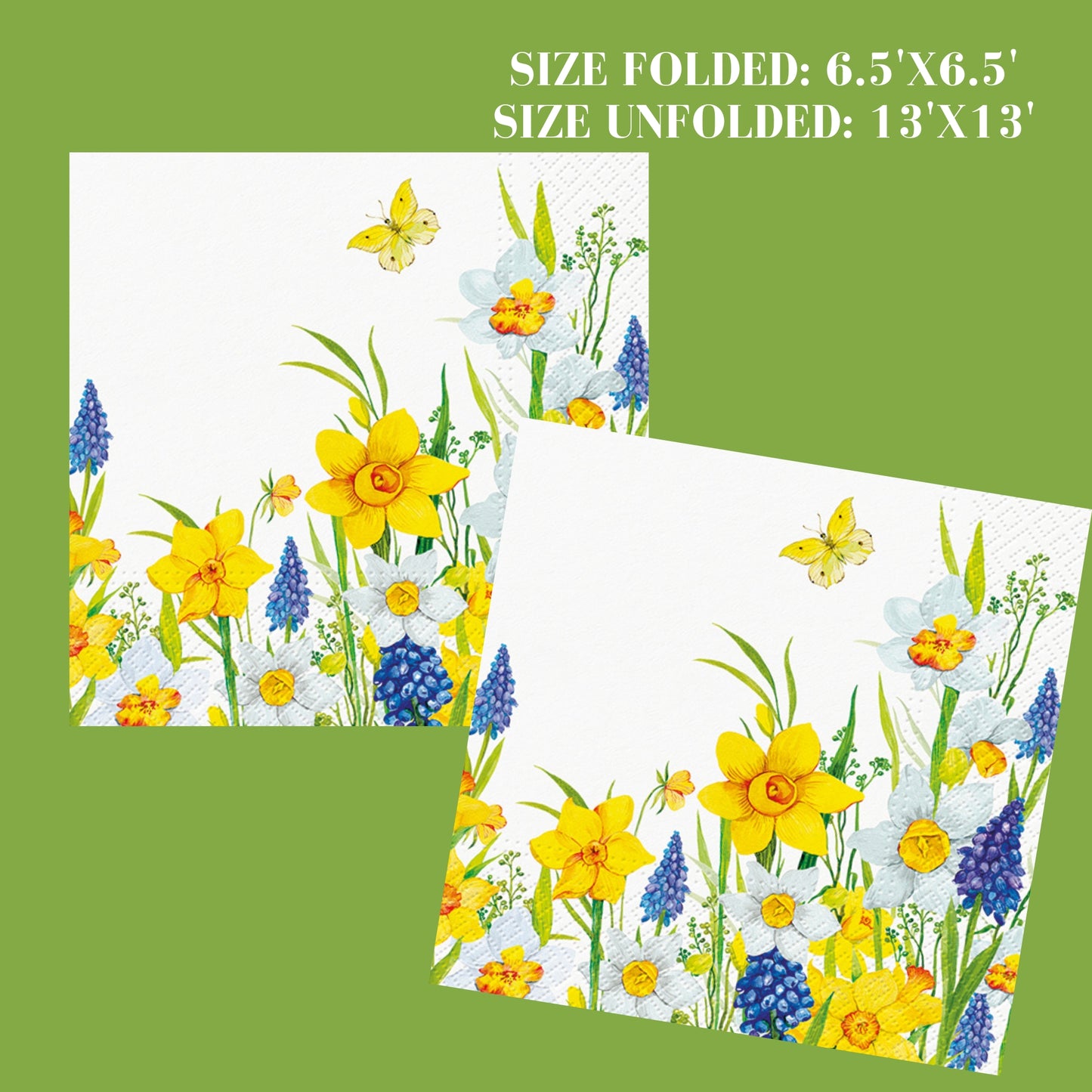 Flowers Napkins Decorative Daffodils Paper Decoupage Napkin #5309