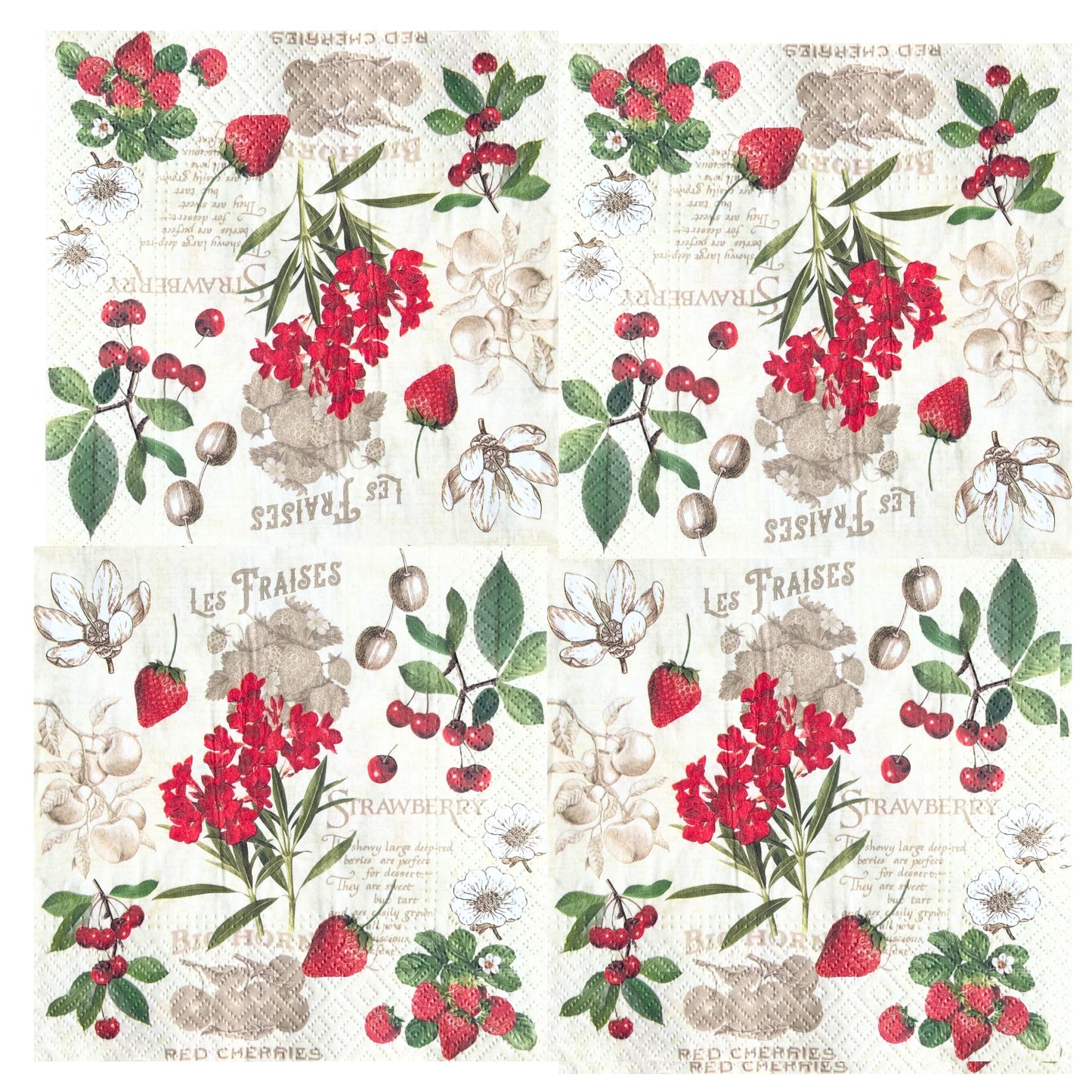 Unique Napkins Fruit Strawberry Decorative Paper Decoupage Napkin #6112