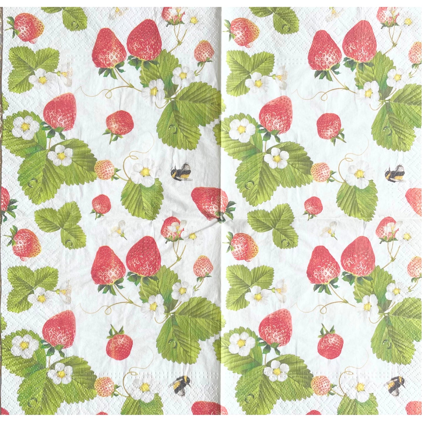 Unique Napkins Fruit Strawberry Bee Decorative Paper Decoupage Napkin #6111