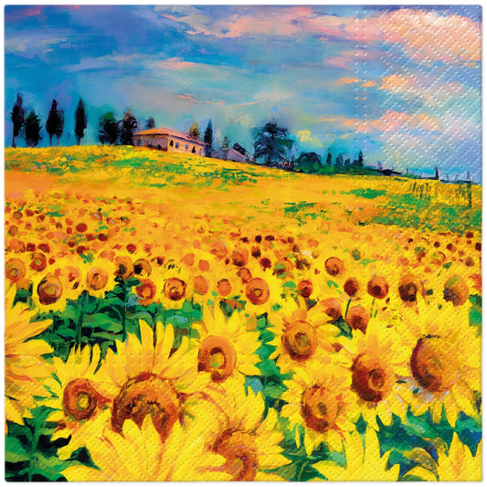 Flowers Napkins Decorative Sunflower Field Paper Decoupage Napkin #5317