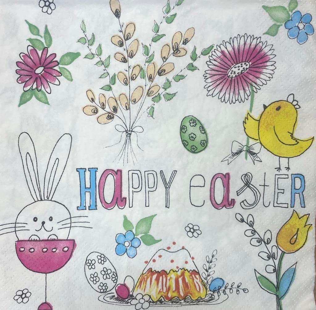 Easter Napkins Holiday Happy Easter Decorative Paper Decoupage Napkin 